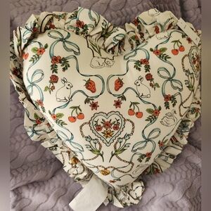 Urban Outfitters Ruffle Heart Cotton Throw Pillow